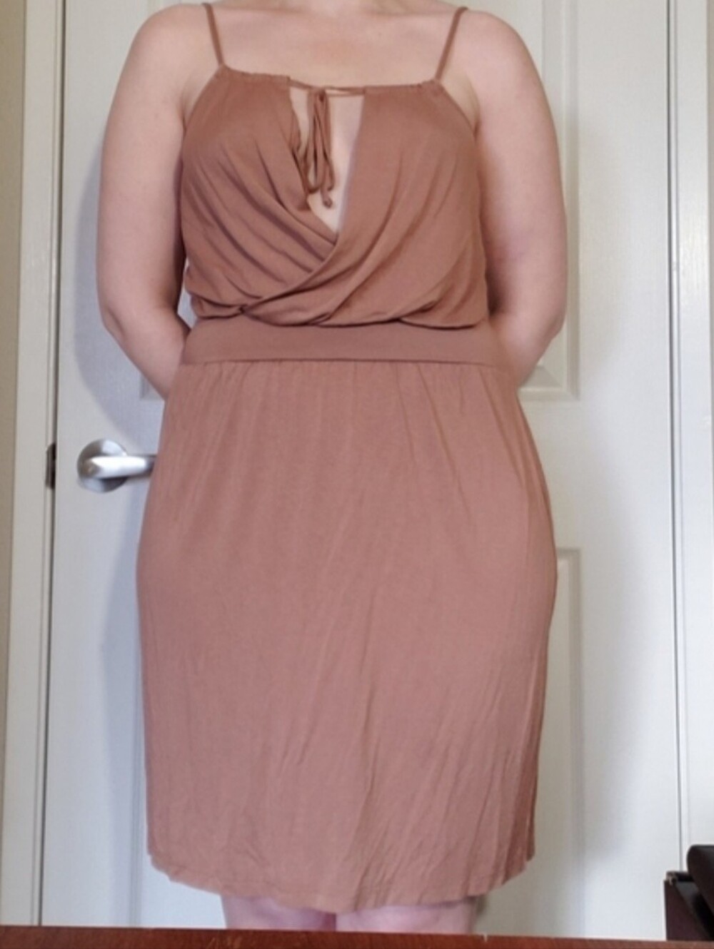 Venus tan surplice top dress